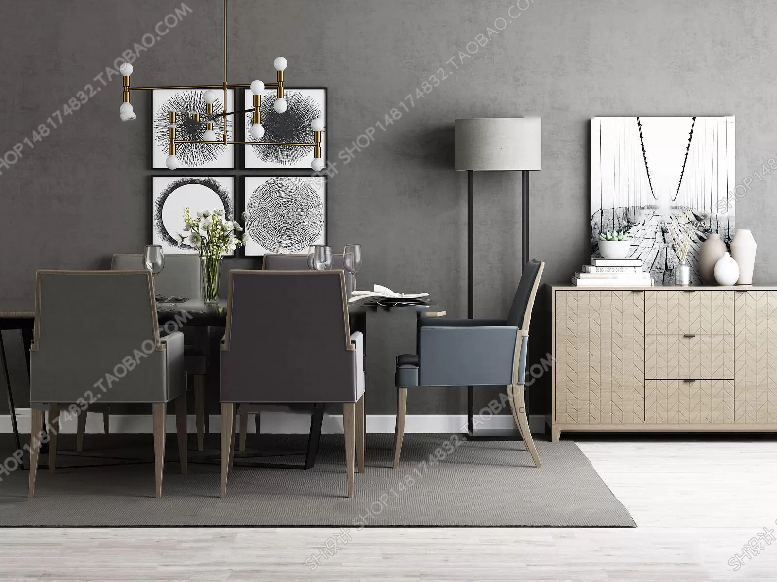 3DSKYFREE – KITCHEN - TABLE SET 3DS MAX MODELS