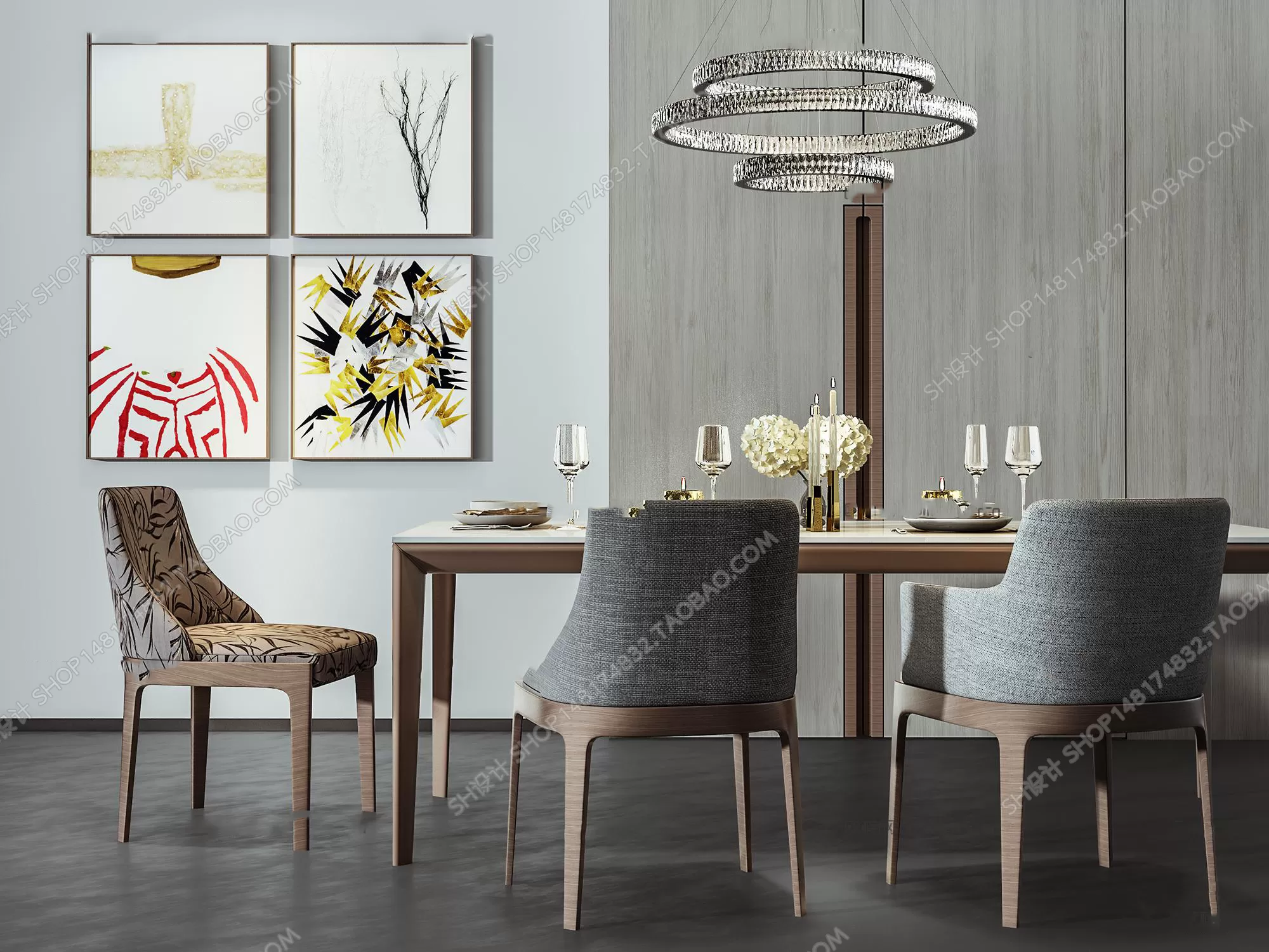 3DSKYFREE – KITCHEN - TABLE SET 3DS MAX MODELS