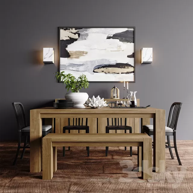 3DSKYFREE – KITCHEN - TABLE SET 3DS MAX MODELS