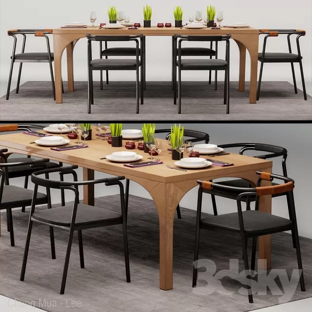 3DSKYFREE – KITCHEN - TABLE SET 3DS MAX MODELS