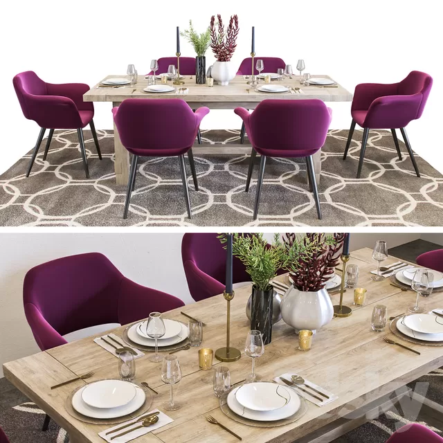 3DSKYFREE – KITCHEN - TABLE SET 3DS MAX MODELS