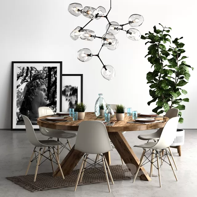 3DSKYFREE – KITCHEN - TABLE SET 3DS MAX MODELS