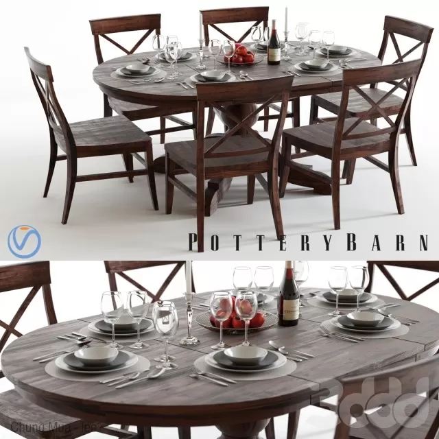 3DSKYFREE – KITCHEN - TABLE SET - CIRCLE 3DS MAX MODELS