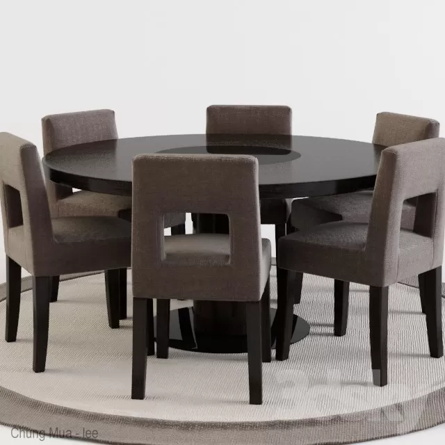 3DSKYFREE – KITCHEN - TABLE SET - CIRCLE 3DS MAX MODELS