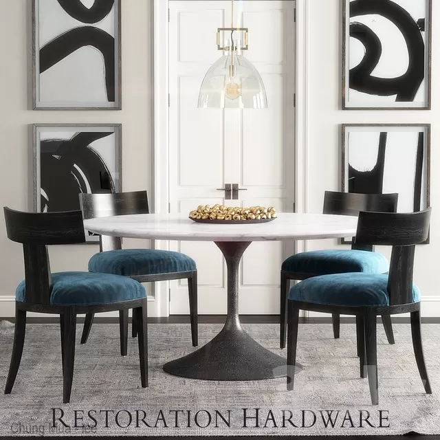 3DSKYFREE – KITCHEN - TABLE SET - CIRCLE 3DS MAX MODELS