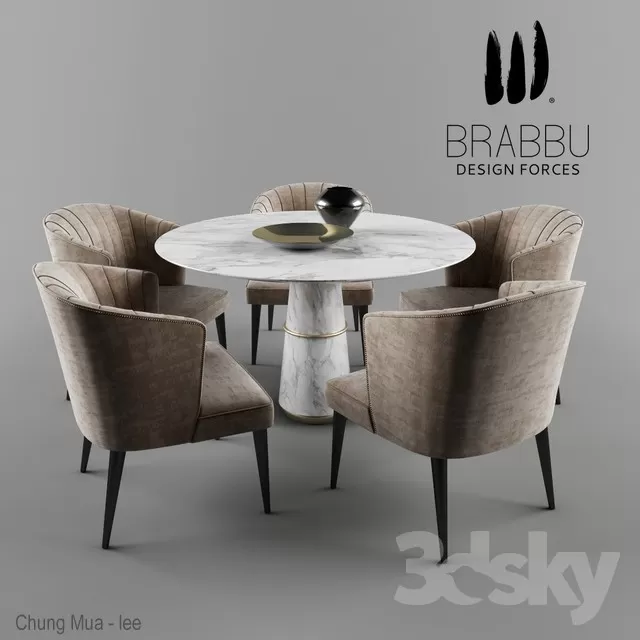 3DSKYFREE – KITCHEN - TABLE SET - CIRCLE 3DS MAX MODELS