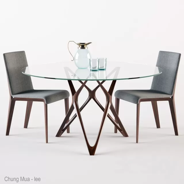 3DSKYFREE – KITCHEN - TABLE SET - CIRCLE 3DS MAX MODELS