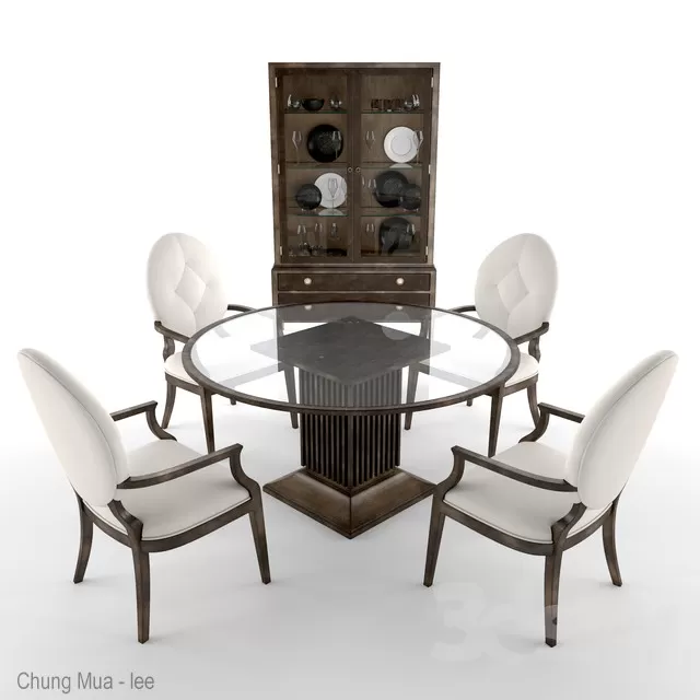 3DSKYFREE – KITCHEN - TABLE SET - CIRCLE 3DS MAX MODELS