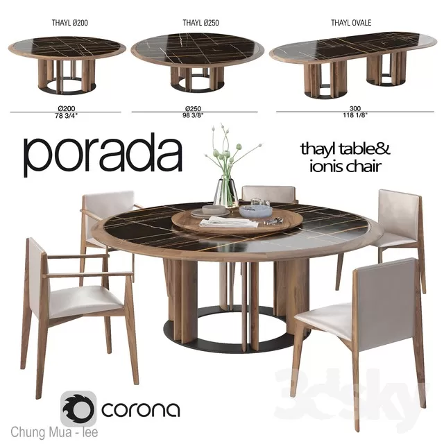 3DSKYFREE – KITCHEN - TABLE SET - CIRCLE 3DS MAX MODELS