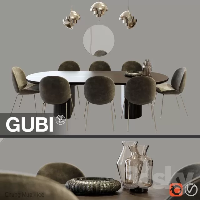 DECOR HELPER – KITCHEN – TABLE SET – CIRCLE 3D MODELS – 130