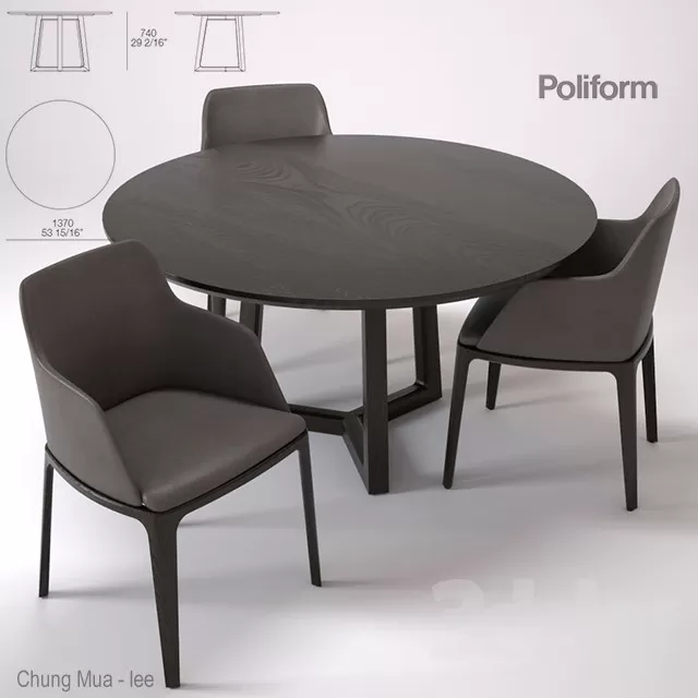 3DSKYFREE – KITCHEN - TABLE SET - CIRCLE 3DS MAX MODELS