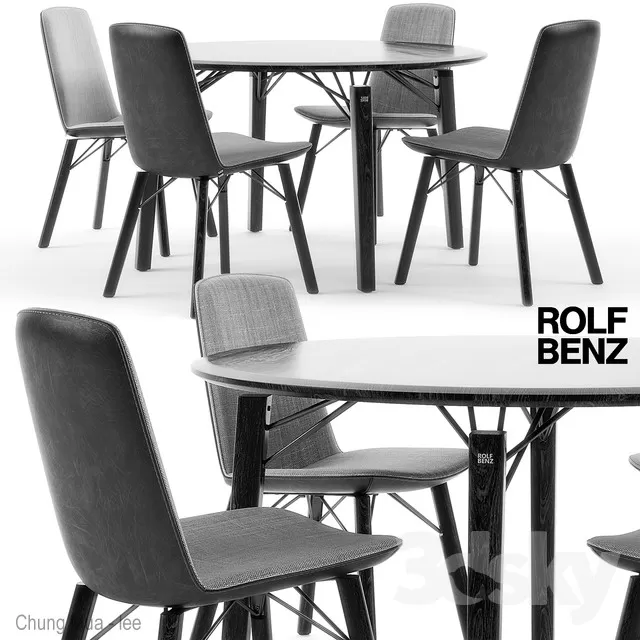 3DSKYFREE – KITCHEN - TABLE SET - CIRCLE 3DS MAX MODELS