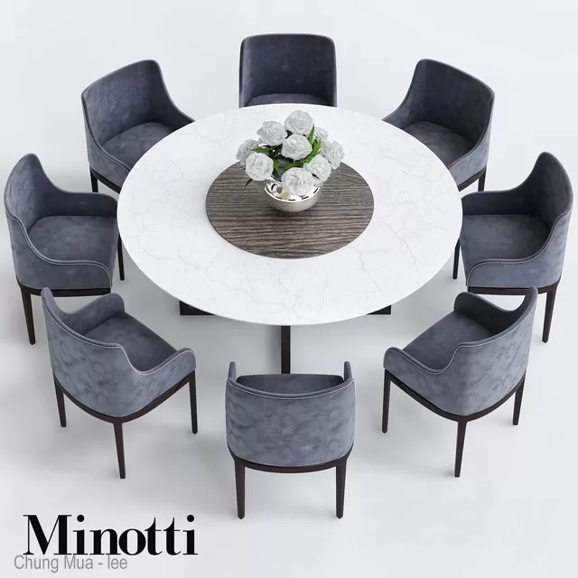 3DSKYFREE – KITCHEN - TABLE SET - CIRCLE 3DS MAX MODELS