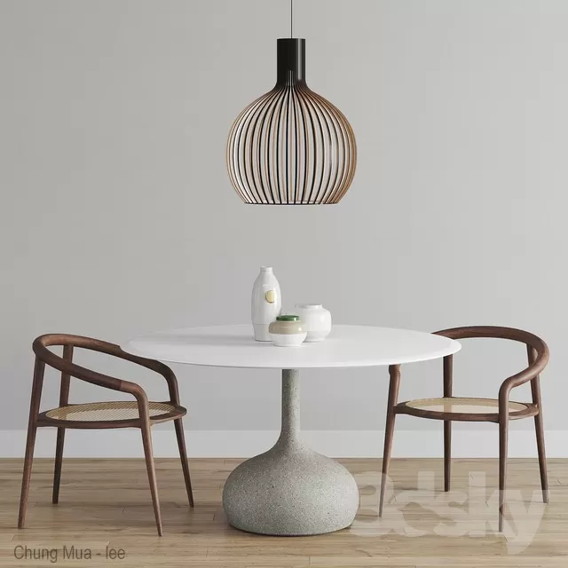 3DSKYFREE – KITCHEN - TABLE SET - CIRCLE 3DS MAX MODELS