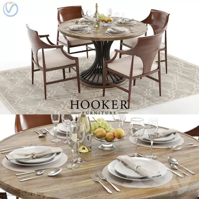 3DSKYFREE – KITCHEN - TABLE SET - CIRCLE 3DS MAX MODELS