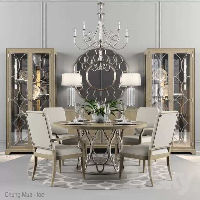 3DSKYFREE – KITCHEN - TABLE SET - CIRCLE 3DS MAX MODELS