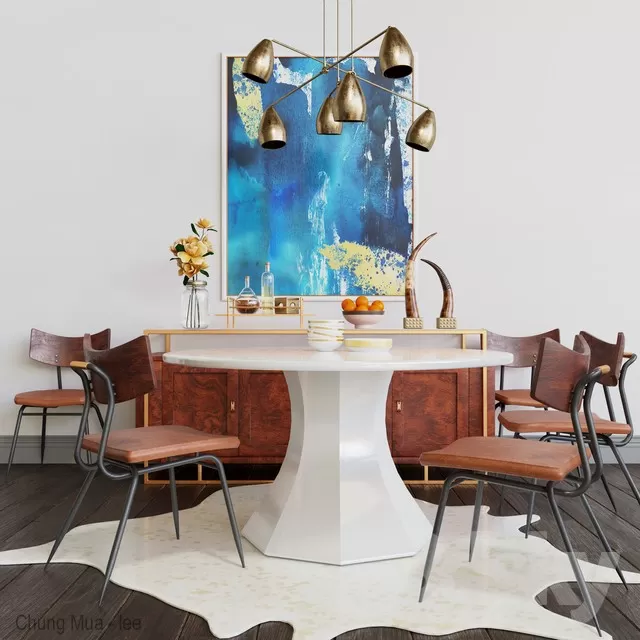 3DSKYFREE – KITCHEN - TABLE SET - CIRCLE 3DS MAX MODELS