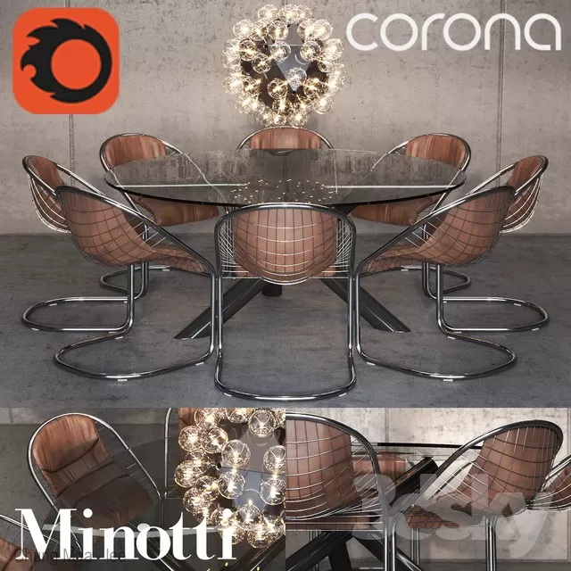 3DSKYFREE – KITCHEN - TABLE SET - CIRCLE 3DS MAX MODELS