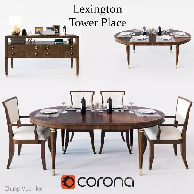 3DSKYFREE – KITCHEN - TABLE SET - CIRCLE 3DS MAX MODELS