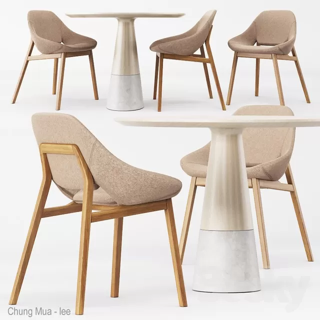 3DSKYFREE – KITCHEN - TABLE SET - CIRCLE 3DS MAX MODELS