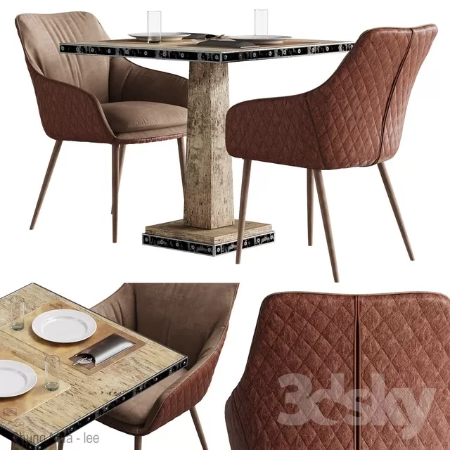 3DSKYFREE – KITCHEN - TABLE SET - CIRCLE 3DS MAX MODELS