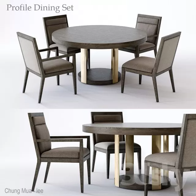 3DSKYFREE – KITCHEN - TABLE SET - CIRCLE 3DS MAX MODELS