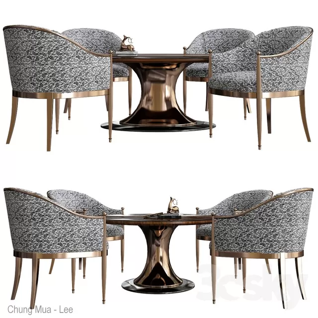 3DSKYFREE – KITCHEN - TABLE SET - CIRCLE 3DS MAX MODELS