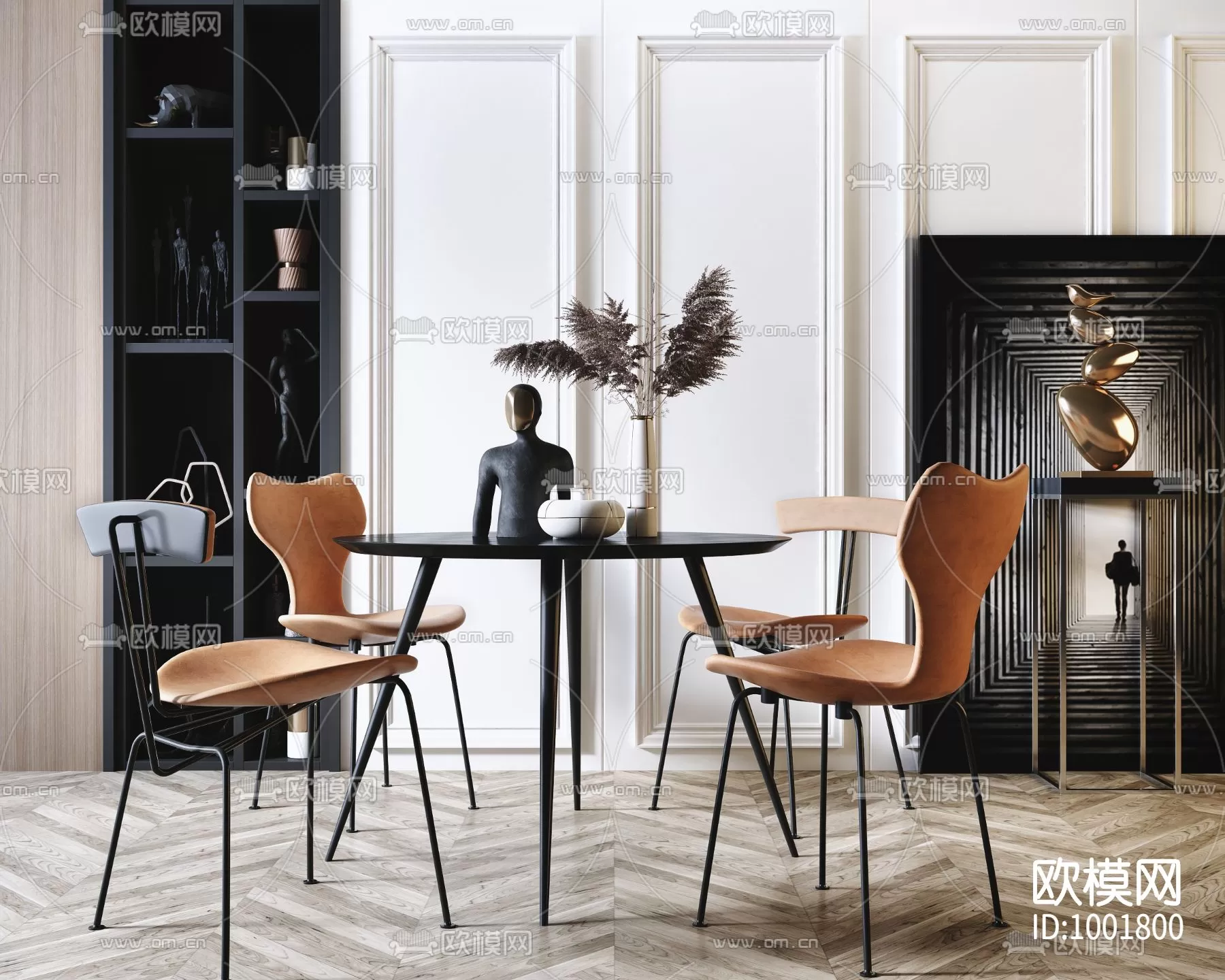 3DSKYFREE – KITCHEN - TABLE SET - CIRCLE 3DS MAX MODELS