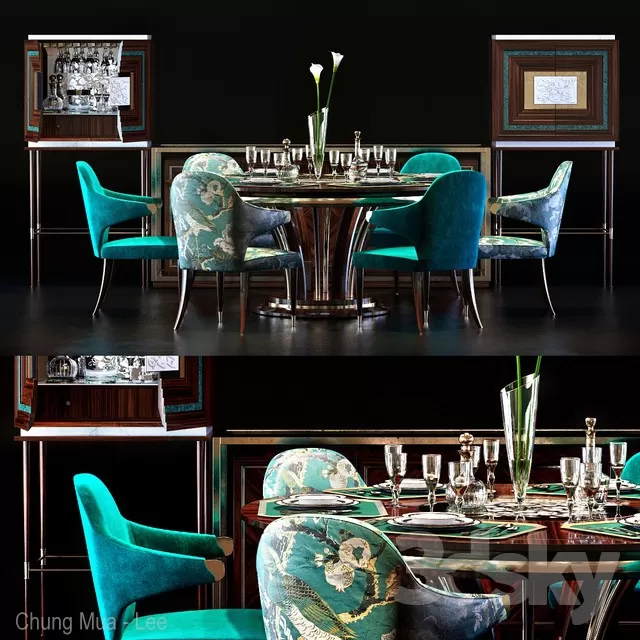 KITCHEN - TABLE SET - CIRCLE 3D MODELS
