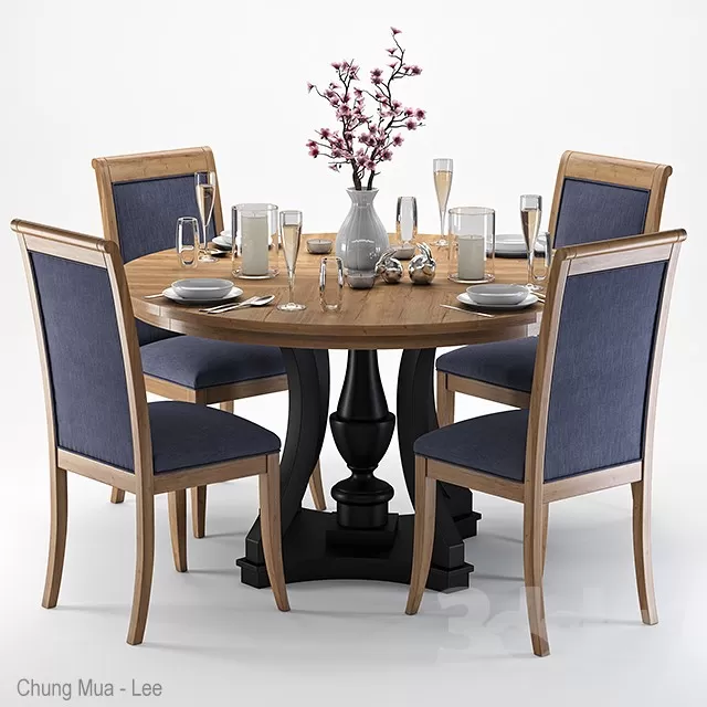 3DSKYFREE – KITCHEN - TABLE SET - CIRCLE 3DS MAX MODELS