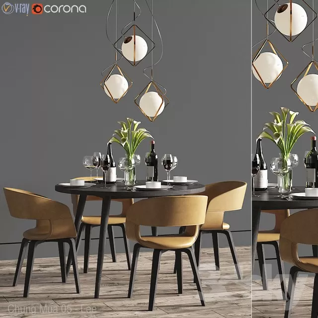 DECOR HELPER – KITCHEN – TABLE SET – CIRCLE 3D MODELS – 50