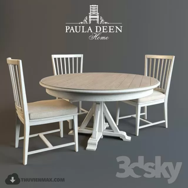 3DSKYFREE – KITCHEN - TABLE SET - CIRCLE 3DS MAX MODELS