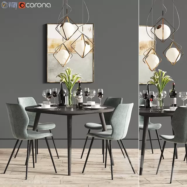 DECOR HELPER – KITCHEN – TABLE SET – CIRCLE 3D MODELS – 52