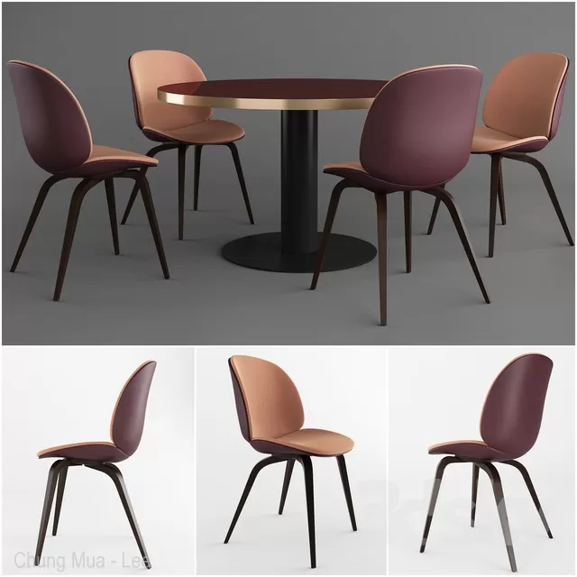 3DSKYFREE – KITCHEN - TABLE SET - CIRCLE 3DS MAX MODELS