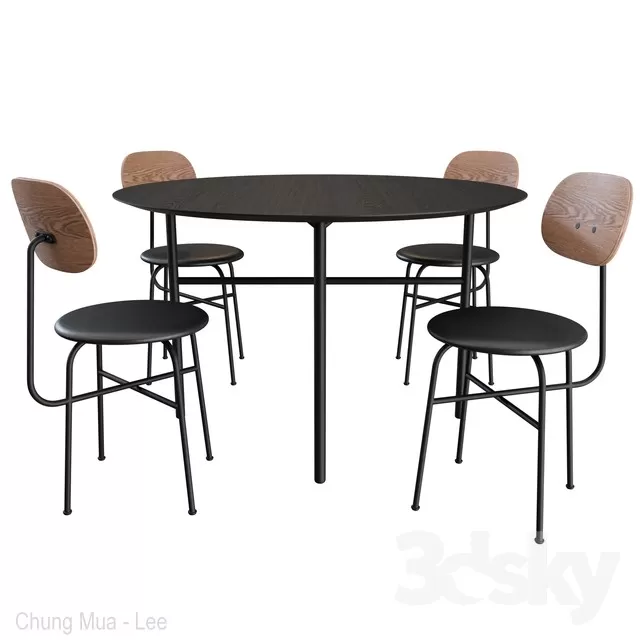 3DSKYFREE – KITCHEN - TABLE SET - CIRCLE 3DS MAX MODELS