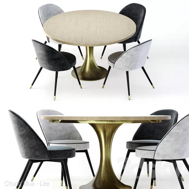 3DSKYFREE – KITCHEN - TABLE SET - CIRCLE 3DS MAX MODELS