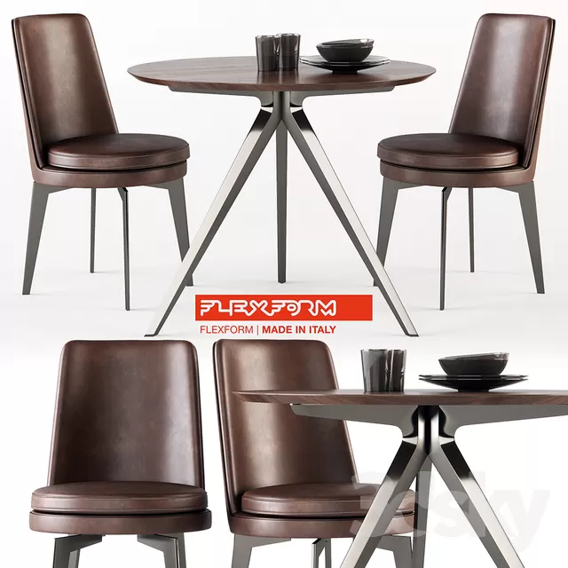 3DSKYFREE – KITCHEN - TABLE SET - CIRCLE 3DS MAX MODELS