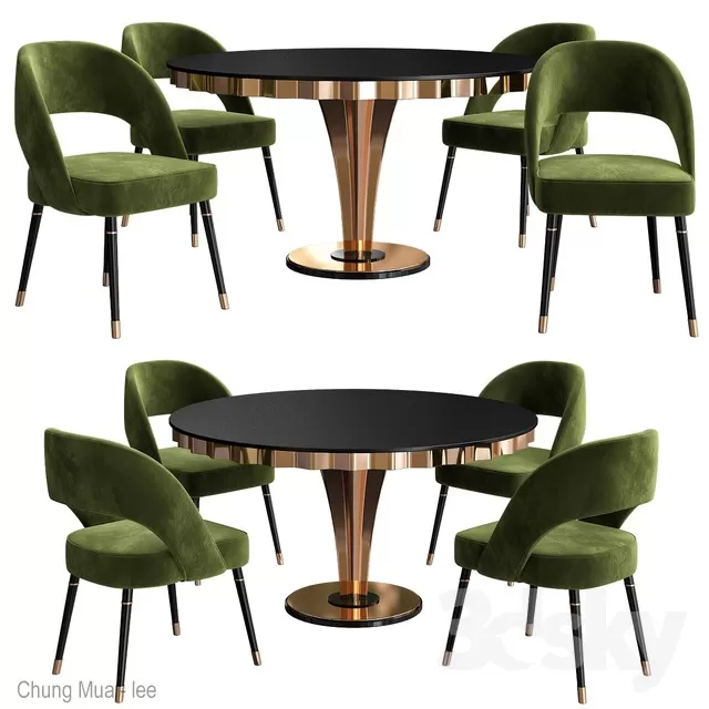 3DSKYFREE – KITCHEN - TABLE SET - CIRCLE 3DS MAX MODELS