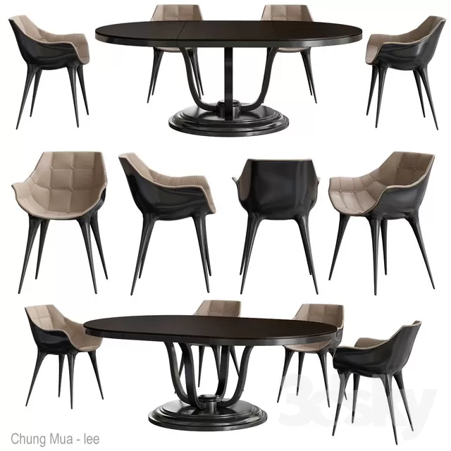 3DSKYFREE – KITCHEN - TABLE SET - CIRCLE 3DS MAX MODELS