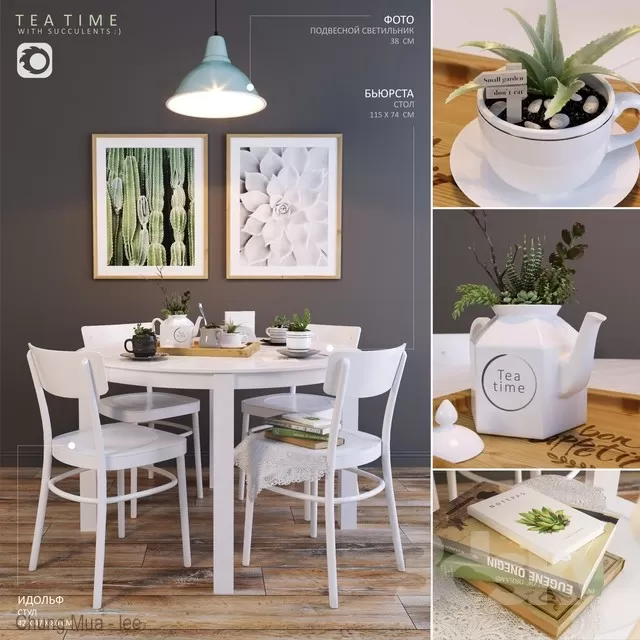 3DSKYFREE – KITCHEN - TABLE SET - CIRCLE 3DS MAX MODELS