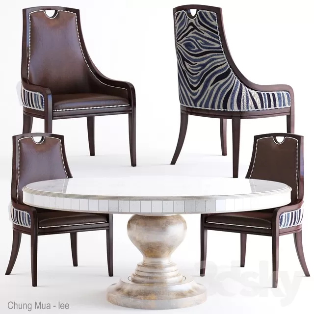 3DSKYFREE – KITCHEN - TABLE SET - CIRCLE 3DS MAX MODELS