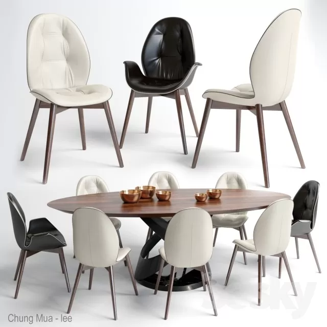 3DSKYFREE – KITCHEN - TABLE SET - CIRCLE 3DS MAX MODELS