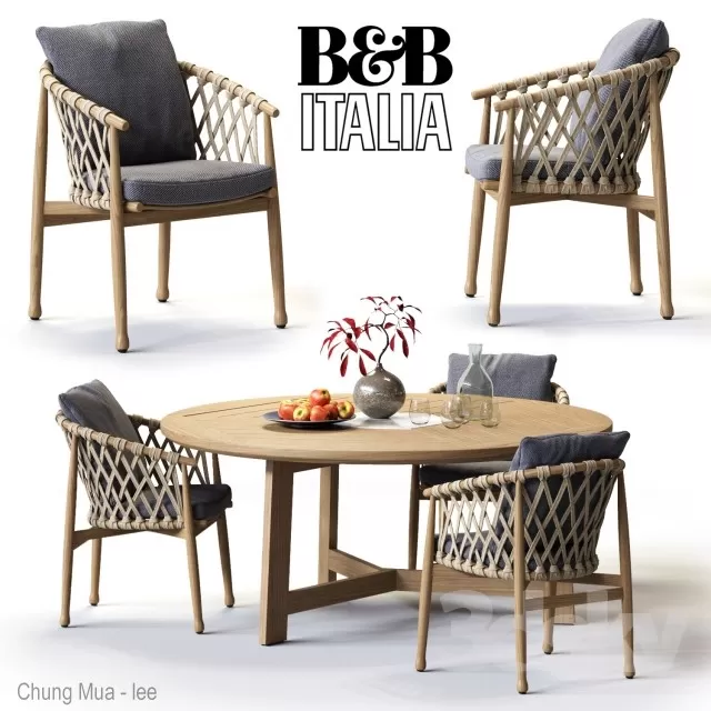 3DSKYFREE – KITCHEN - TABLE SET - CIRCLE 3DS MAX MODELS