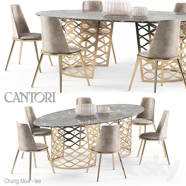 3DSKYFREE – KITCHEN - TABLE SET - CIRCLE 3DS MAX MODELS