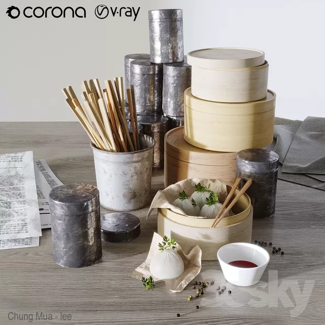 3DSKYFREE – KITCHEN - TABLEWARE 3DS MAX MODELS