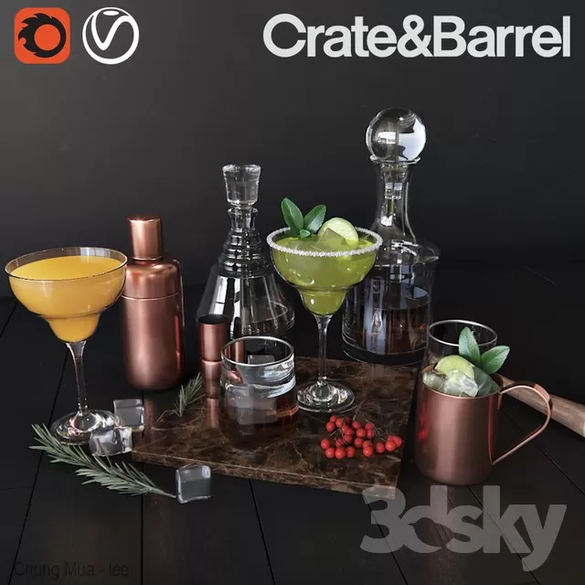 3DSKYFREE – KITCHEN - TABLEWARE 3DS MAX MODELS