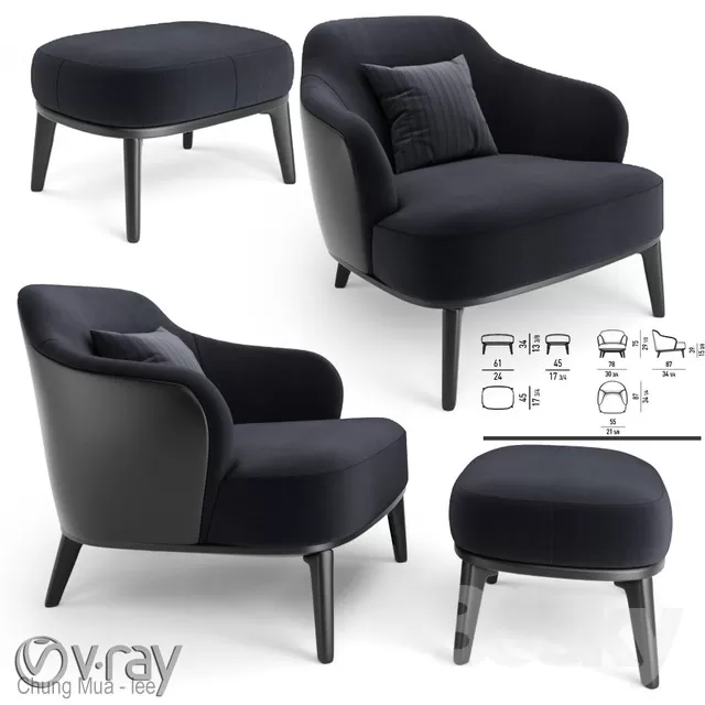 3DSKYFREE – LIVING ROOM - ARMCHAIRS 3DS MAX MODELS