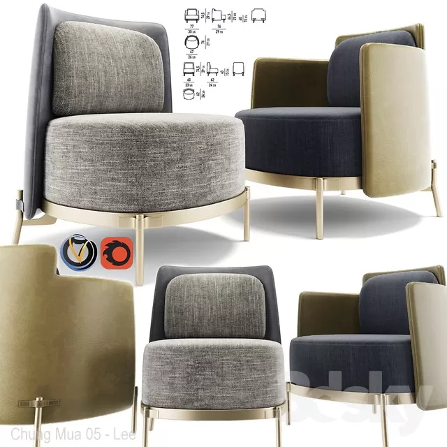 3DSKYFREE – LIVING ROOM - ARMCHAIRS 3DS MAX MODELS