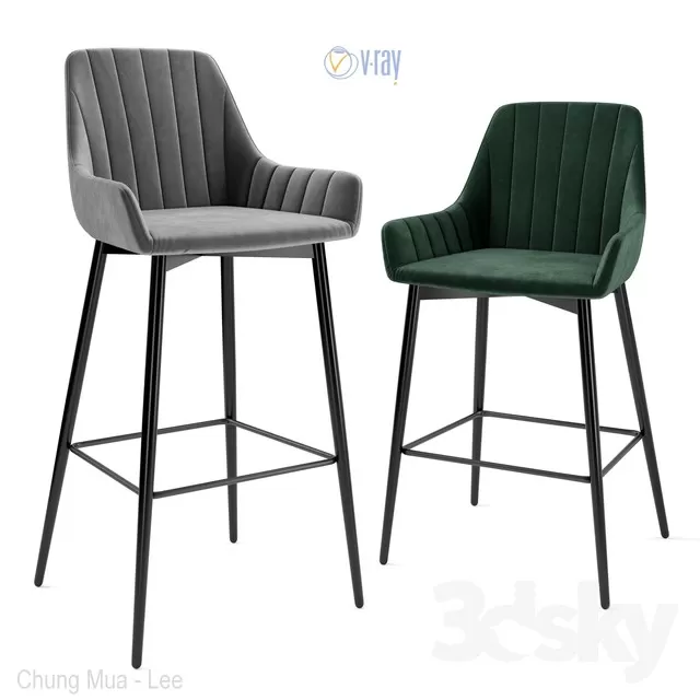 3DSKYFREE – LIVINGROOM - CHAIR - STOOL 3DS MAX MODELS
