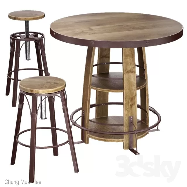 3DSKYFREE – LIVINGROOM - CHAIR - STOOL 3DS MAX MODELS